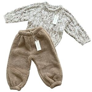 Rylee + Cru Cable Knit Sweater Sherpa Jogger Pant Set 18-24 M NWT Fall‎ Outfit